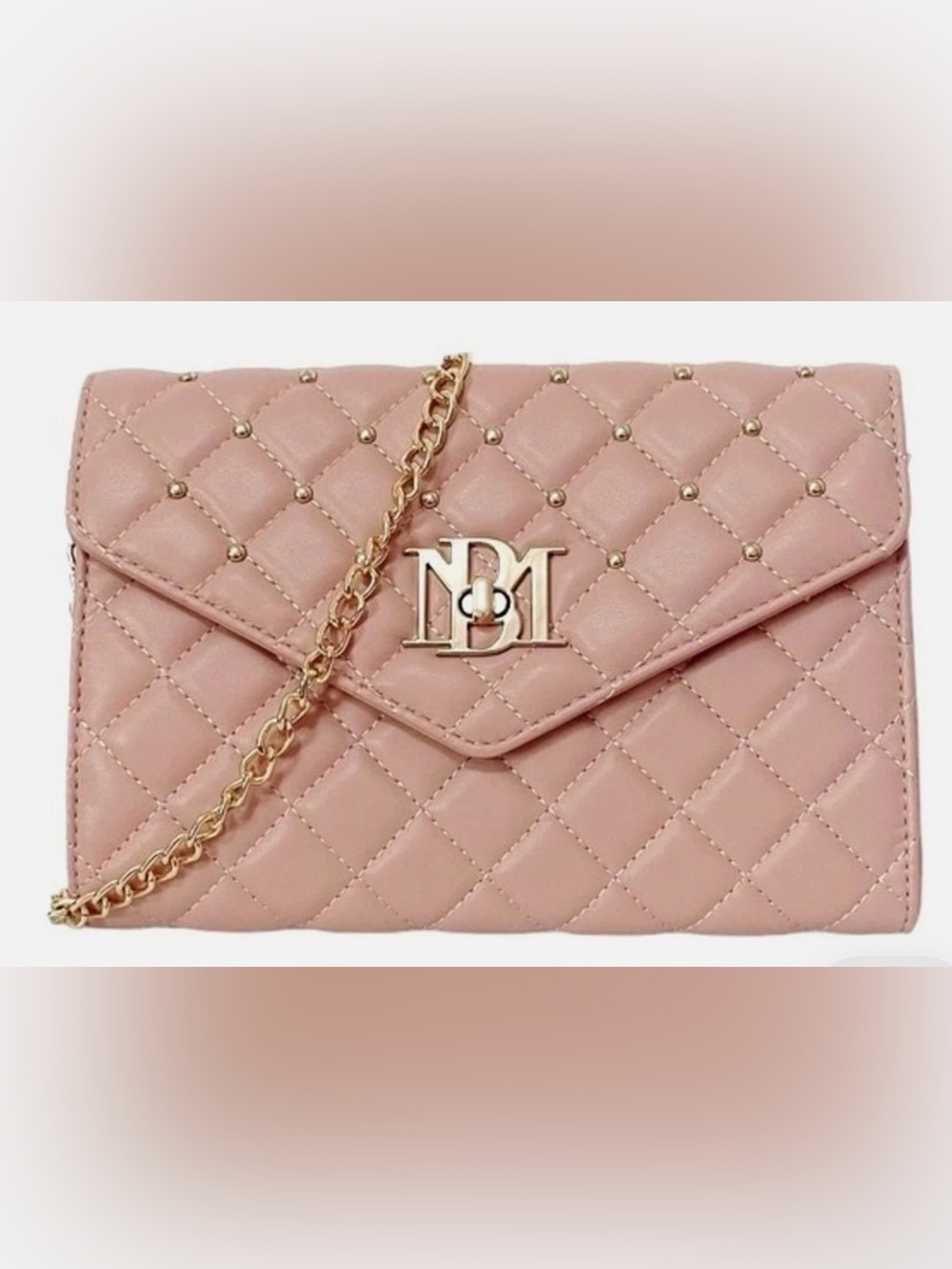 NWT Badgley Mischka vegan leather blush pink diamond quilted crossbody bag